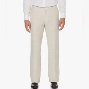 NWT Cubavera Men's‎ Flat Front Linen Blend Dress Pants Khaki 36x34